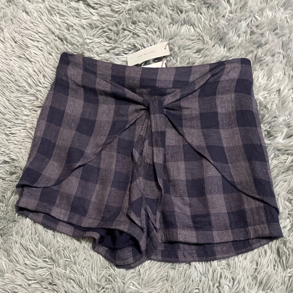 Checkered Tied Front Shorts